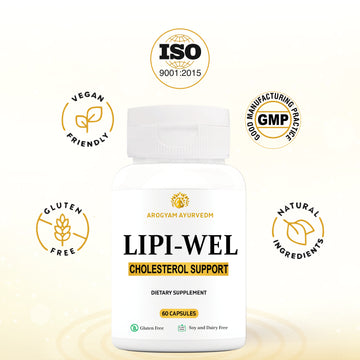 AROGYAM AYURVEDM LIPI WEL CAPSULE HELPS IN BALANCING CHOLESTEROL LEVELS AND IMPROVES HEART HEALTH