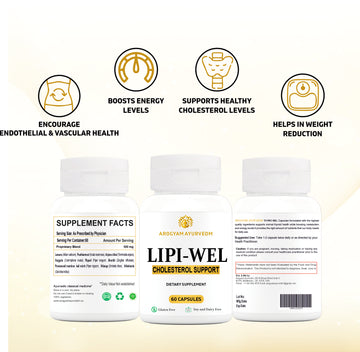 AROGYAM AYURVEDM LIPI WEL CAPSULE HELPS IN BALANCING CHOLESTEROL LEVELS AND IMPROVES HEART HEALTH