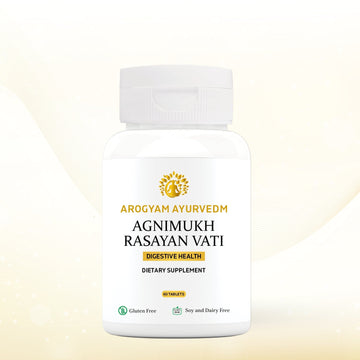 AROGYAM AYURVEDM AGNIMUKH RASAYAN VATI | Helps reducing flatulence, abdominal distension & intestinal gas