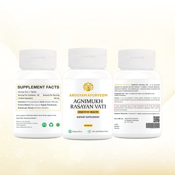 AROGYAM AYURVEDM AGNIMUKH RASAYAN VATI | Helps reducing flatulence, abdominal distension & intestinal gas